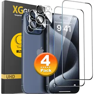 [4PC] For iPhone 17 17e Air 16 16e 15 14 Plus 13 12 Mini 11 Pro Max Tempered Glasses Screen Protector + Camera Lens Protector  - Case Friendly 9H Hardness Military Grade