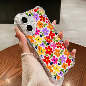 Vibrant Wildflower Daisy Butterfly Floral Clear Air Cushion Phone Case, Shockproof Anti-Drop Cover for iPhone 17 Pro Max 16 Plus 15Pro 14 13 12 11 X XS Max Samsung A14A15A16A24A25A26 A34 A53 A54 A03A04A05 A06 Moto G30G20G10G52G82G54G64G84 #YGSJFSTMTKKHUA2
