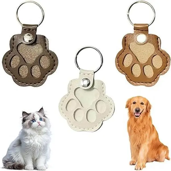 Pet Paw Shaped pu leather tag Keychain, Pet Hair Keychain, Pet Memorial Gift Keyring, Handmade Key Holder For Collecting Dog and Cat Hair - 1PC