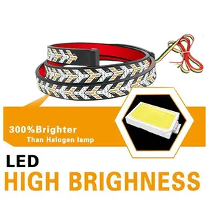 Truck Tailgate Light Strip 60 Inch 528 LED Arrow with Red Running Brake Amber Turn Signals Strobe IP67 Waterproof Fishbone Shaped Bar Strip for Enhanced Safety