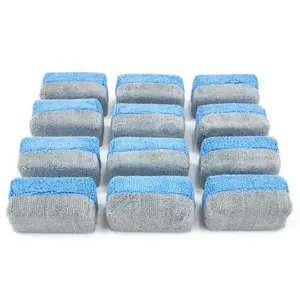 12-Pack Mini Microfiber Coating Applicator Sponges with Plastic Barrier, Automotive Car Washing & Maintenance Accessories