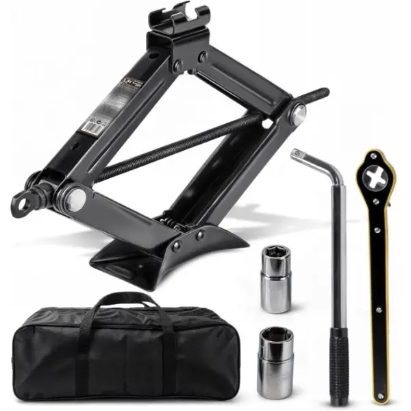 1.5 Ton Scissor Car Jack Kit (3306 lbs) – Heavy-Duty Portable Tire Jack with Ratcheting Handle & L-Wrench, Universal Lift Kit for Auto, SUV, MPV