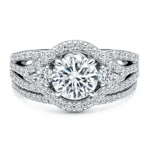 3-Stone Wishbone 1.25ct CZ Ring Set in Sterling Silver