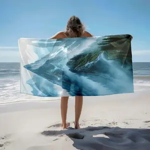 1 piece Mist-wreathed towering mountains and rugged peaks scenery themed beach towel - Extra Large Beach Towel, Eco-friendly Dyed Fabric, suitable for Home, Travel, Gift, Quick-dry and Absorbent, Machine Washable, Perfect Holiday Gift