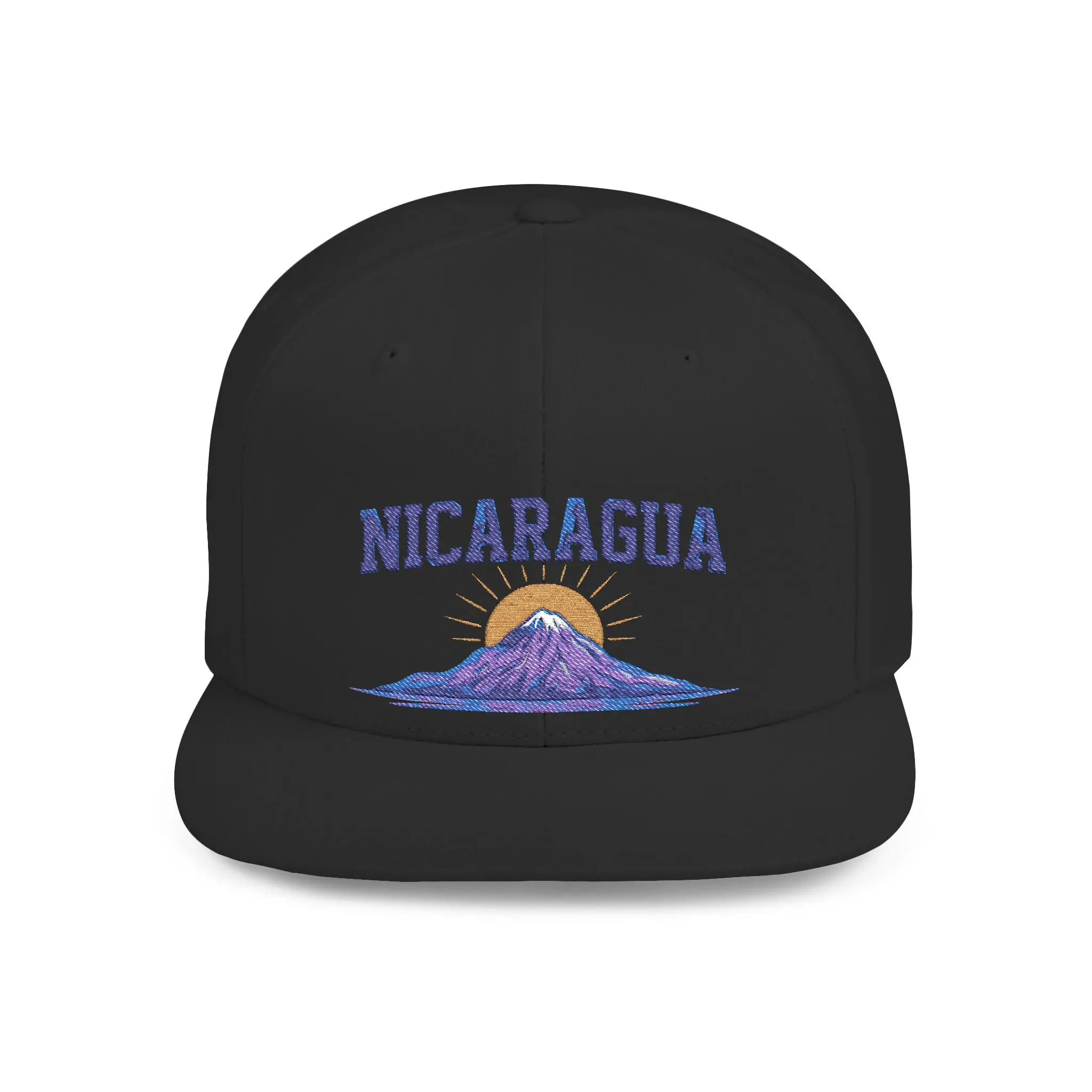 Nicaragua Volcano Sunrise Flat Bill Snapback | Embroidered Country Hat