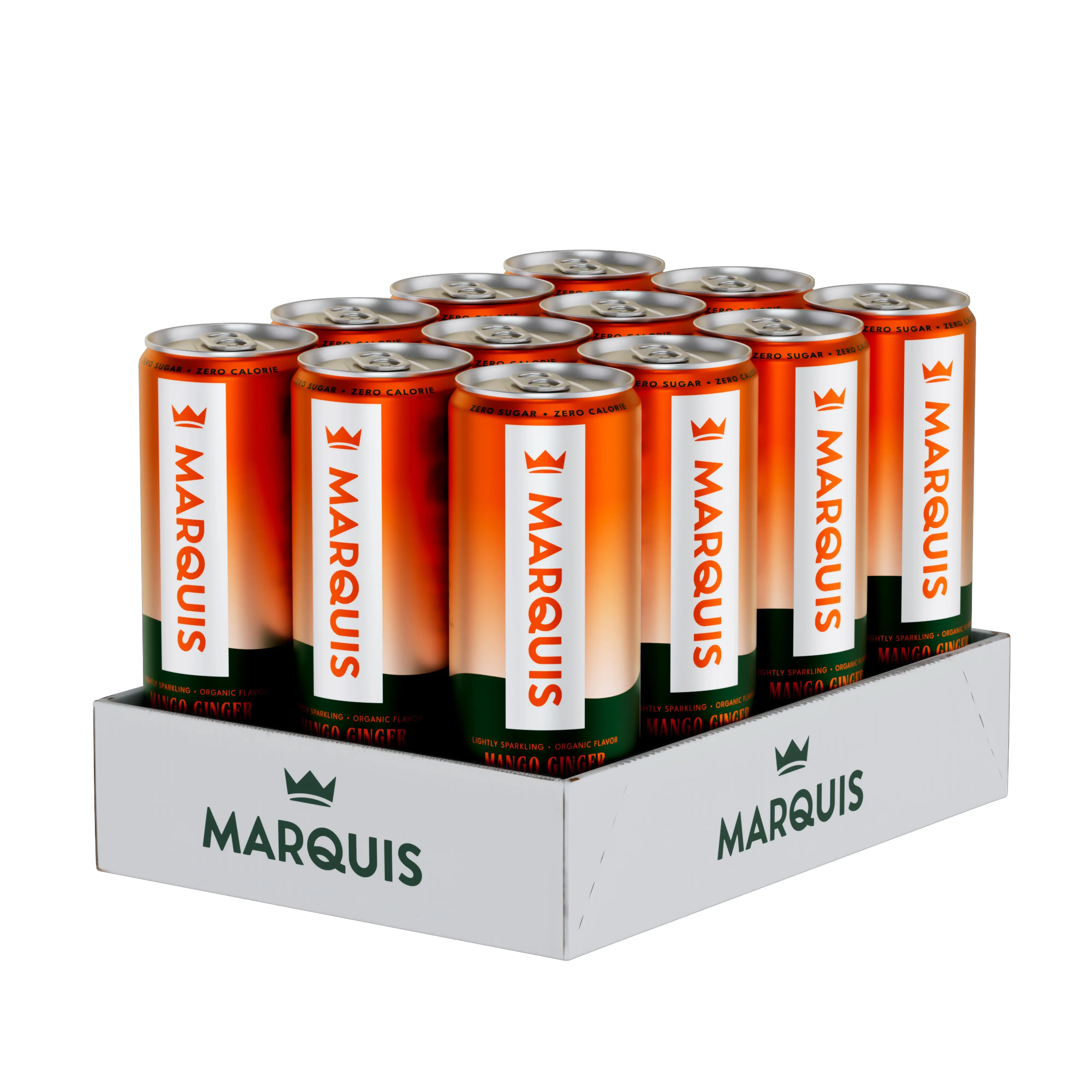 Marquis Mango Ginger 12-Pack Sugar-Free Natural Energy Beverages - Energy Booster with Vitamins, Antioxidants - Healthy, Refreshing Caffeinated Sports Drinks