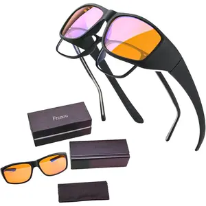 Fit Over Orange Blue Light Blocking Glasses, 99% Amber Blue Light Glasses For Men And Women, Blue Light Computer Gaming Glasses, Sleep Glasses