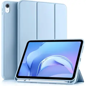 Compatible with iPad (A16) 11th Generation Case 11 Inch 2025, for iPad 10th Generation Case 10.9 Inch 2022 with Pencil Holder, Slim Trifold Stand Protective Cover with Soft TPU Back, Sky Blue