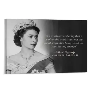 Former British Queen Elizabeth II Beautiful Queen Quotes Portrait Poster Canvas Poster Bedroom Decor Sports Landscape Office Room Decor Gift Frames Ornaments