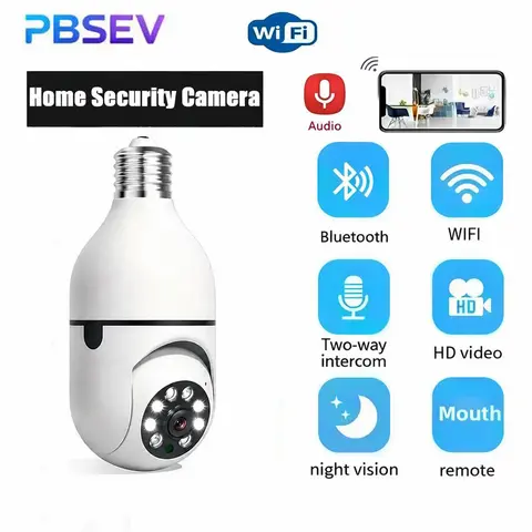PBSEV 3MP Full HD Smart Bulb Security Camera, AC Powered, E27 Light Socket Fit, 360° PTZ Indoor Camera Security, 2.4GHz Wi-Fi, 30fps 3MP Full HD View, Motion Monitoring, 2-Way Audio, Easy Install, Micro SD/Cloud Storage Compatible