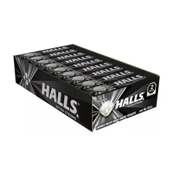 Halls Black Extra Strength Flavor Mexican Candy (12 pack)
