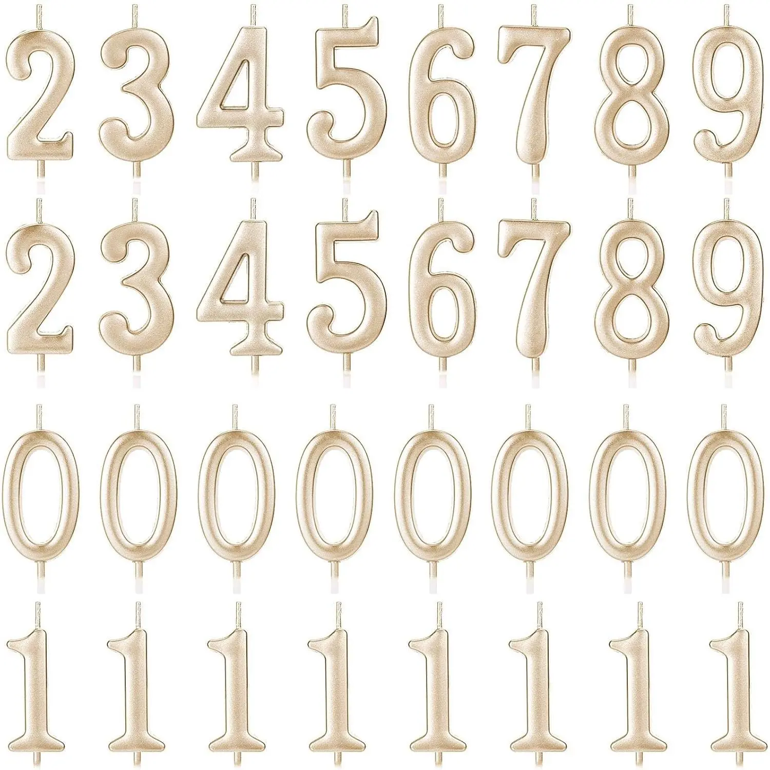 32 count Numeral Birthday Candles Champagne Cake Glitter Candles Number 0-9 Cake Decoration for 's Milestone Birthday Celebration Ten-Year Milestone Anniversary Party Celebration (Champagne)