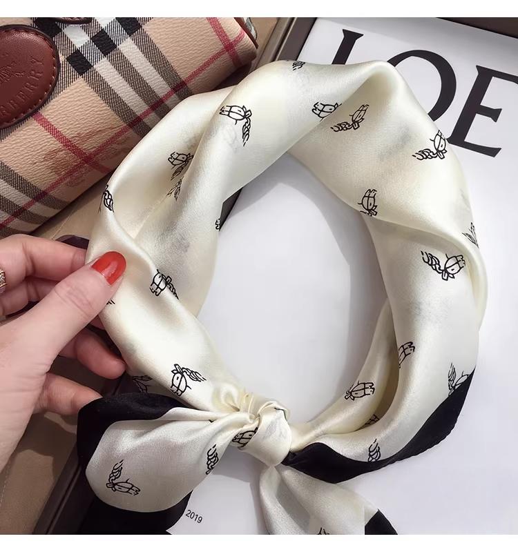 100% Mulberry Silk 53 cm Small Square Scarf for Women, Versatile Classic Thin Silk Scarf, Mulberry Silk Decorative Neck Scarf, Trending Small Pocket Square