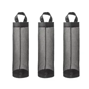 3pcs Wall-Mounted Garbage Bag Holder - Hanging Mesh Organizer for Kitchen Use