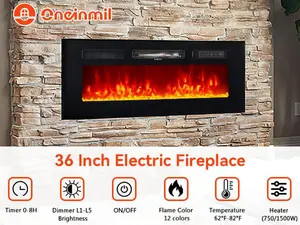 oneinmil DIY Electric Fireplace Insert, 1500W Recessed & Freestanding Electric Fireplace Heater, Remote & Touch Panel Control, Adjustable Flame Effect, 8H Timer for Indoor Use (NO Mounting Bracket, TV Stand NOT Included)