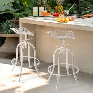 Farmhouse Tractor Seat Bar Stool 25-30.7inch Counter Bar Height Adjustable Rustic Breakfast Dinning Chair Industrial Office Guest Stool