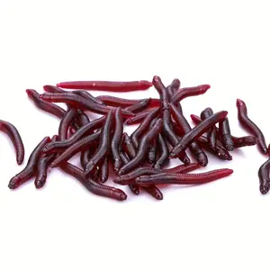 100 Earthworm Soft Baits - 4 cm/1.2 inch 0.3 g Red Worm - Realistic Artificial Rubber Lure - Fishing Soft Bait