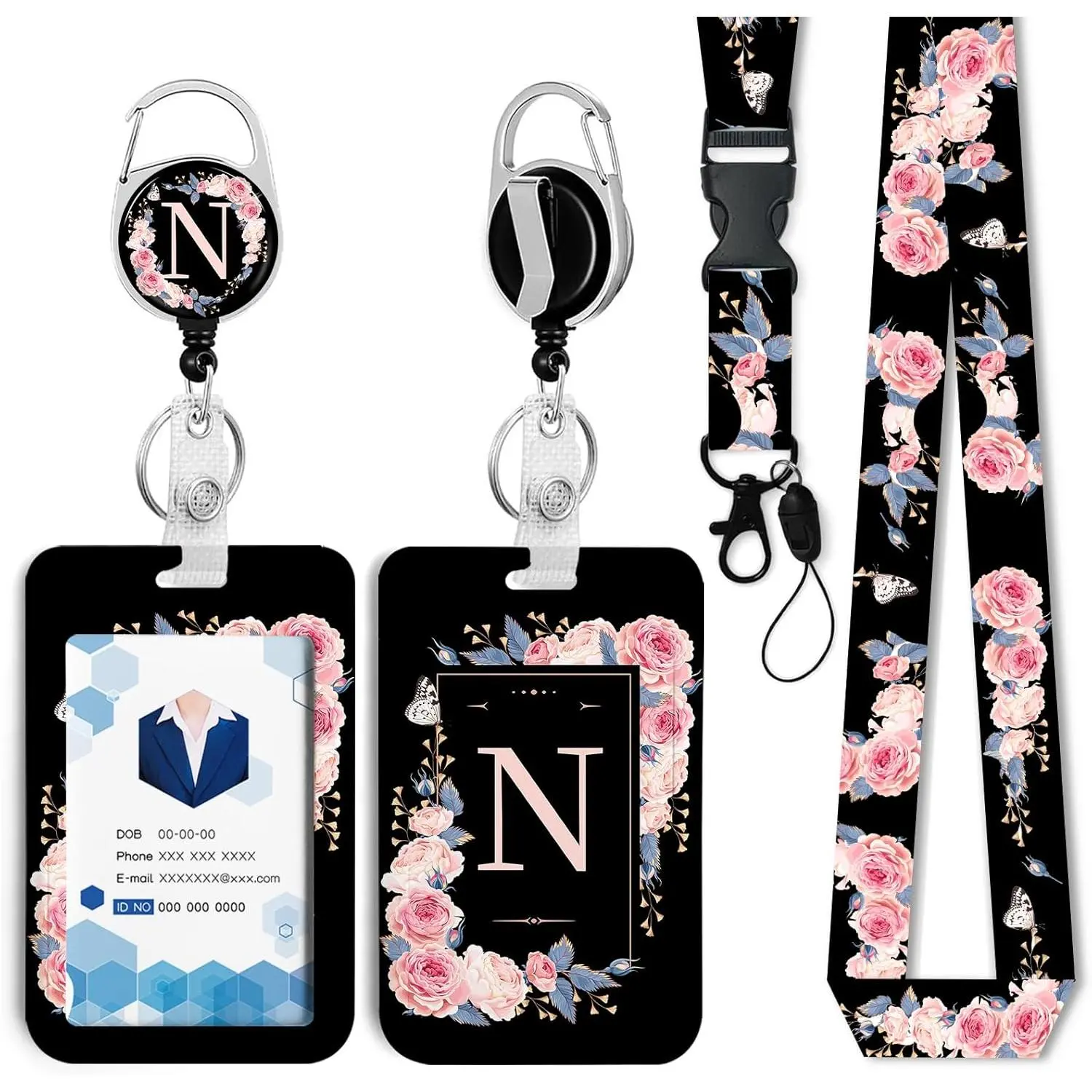 A-Z Badge Holder with Retractable Reel and Breakaway Lanyard - Heavy Duty Badge Holder for School Nurse Office and Teen Use