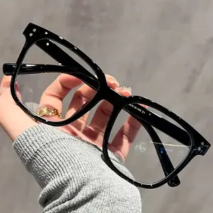 Women'S Minimalist Square Glasses - Modern Face Frame, Lightweight Everyday & Formal Eyewear with Full Frame Plastic Hinges, Compatible with Prescription Lenses for Clear Vision - Sophisticated Black Frames for Women, Versatile Eyewear, Sle