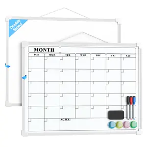 MaxGear 16x12 Inch Double Sided Monthly Dry Erase Calendar Board Wall Hanging Whiteboard With Color Markers And Magnets Portable For Student Planning Memos