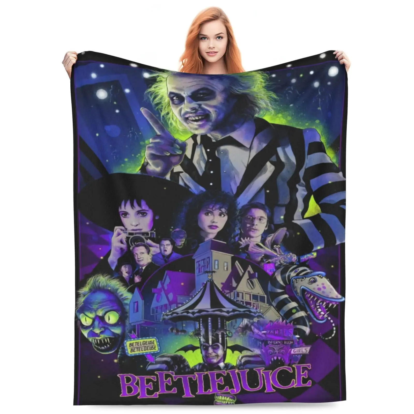 Throw Blanket Beetle Horror Movie Juice Soft Flannel Blanket Perfect for All Seasons Air Conditioner Blanket for Bed Living Room Sofa 40x50 Inch
