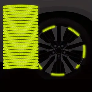 20pcs Car Wheel Reflective Sticker Personality Creative Color Tire Strip Warning Sticker Electric Car Reflective Decorative Sticker