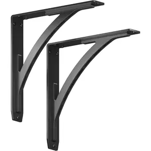 Sullivan Heavy Duty Steel Shelf Brackets - Fireplace Mantel Corbels, Metal Shelf and Counter Support - Wrought Iron Black - Hardware Included - 500# Capacity - 2 Brackets (12" x 12" x 2")