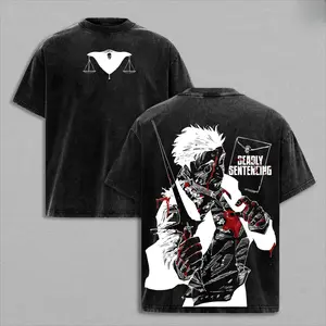 Hiromi Higuruma Washed Vintage Tee – Jujutsu Kaisen Anime Deadly Sentencing Judgeman Graphic T-Shirt, Unisex Oversize Heavyweight Cotton Manga Streetwear, JJK Tee
