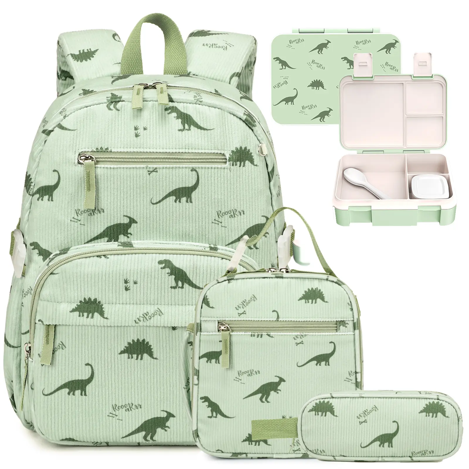 SIMILOVE 4PCS Corduroy Floral Backpack for kids Age 5-6,Kawaii Toddler Bookbag with Lunch Bag Pencil Case&Lunch Box, Lightweight Casual Daypack for Preschool Kindergarten Travel, Back to School gifts