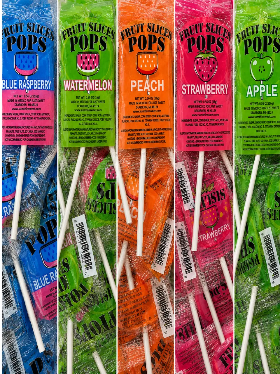 8oz bag-90’s NYC Bodega Watermelon Lollipops Candy 8oz Bag | Watermelon Lollipop | Peach Watermelon Lollipop | Blue Raspberry Lollipop | Retro Corner Store Candy Bulk – NY Snack Pantry