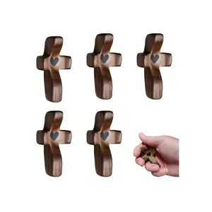 Wooden Cross, Encouragement Gift, Fingertip Stress Relief Gifts, Ideal Christian Prayers For Handheld Use, For Personal Devotion, Family Prayer, Home office Decor Religious Ornaments, Stress Relief Decoration Olive Set