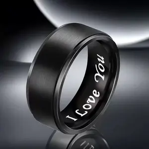 1pc I Love You Engraved Titanium Steel Men's Ring - Durable, Hypoallergenic Band, Ideal for Valentine's Day, Father’s Day Gift - Summerwins nugget