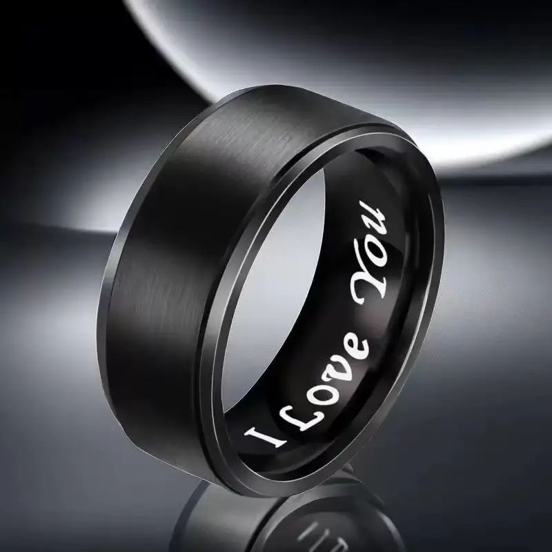 Summerwins Nugget 1pc Male I Love You Engraved Titanium Steel Ring - Durable, Hypoallergenic Multi-Size Hand Size Steel Ring, Ideal for Valentine's Day-Father’s Day Gift, Father's Day Gifts, Men's Accessories