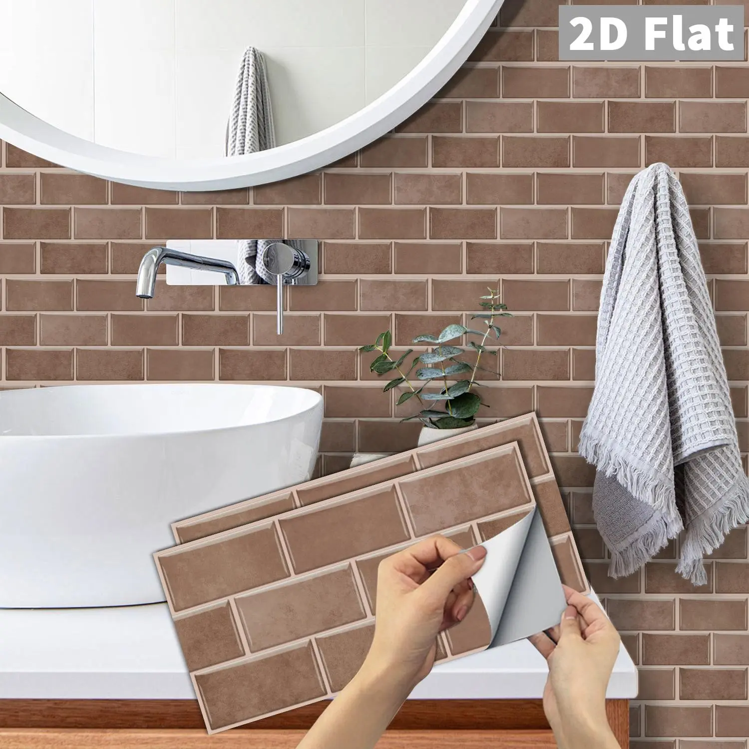 6/12/24/48 PCS FG Retro Light Brown Subway Tile Stickers | PVC Crystal Film | Peel and Stick Backsplash | Waterproof Oil-Proof | DIY Home Decor for Kitchen Bathroom Wall Floor