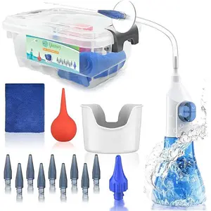 Ear Wax Removal Kit,Ear Cleaning Kit for Adults & Kids-Manual Ear Irrigation System with Dual SoftSpray Tips,Ear Basin&Disposable Tips-Safe Effective Ear Cleaner for Built-Up Wax Box Transparent