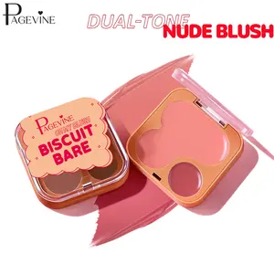 Dual-Tone Nude Cream Blush, Silky Smooth Buildable Blusher for Natural Flush, Brightening & Plumping Finish, Blendable Soft Color for Everyday Makeup