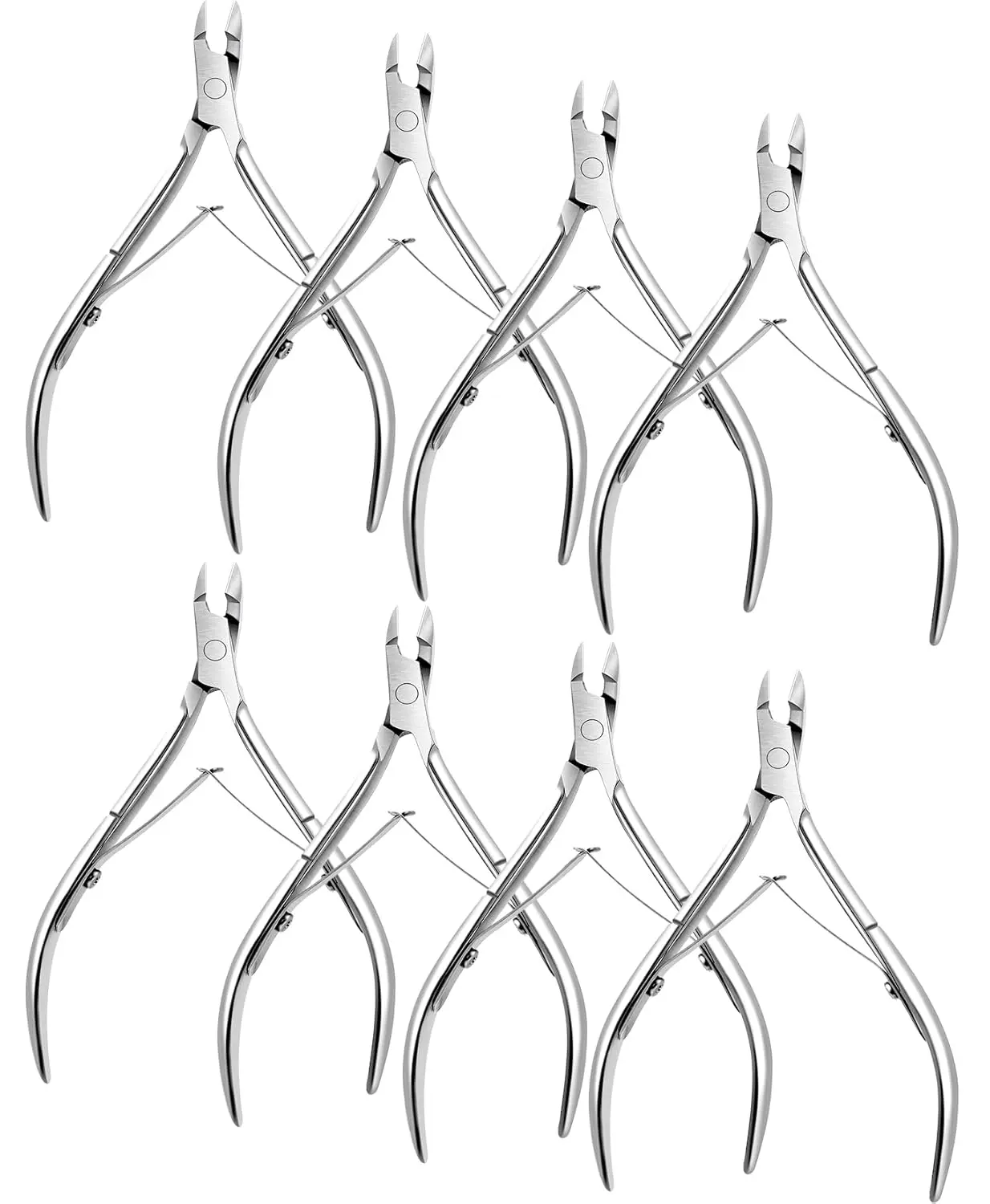 8Pcs Stainless Steel Cuticle Trimmer Kit - Sharp Dead Skin Clipper, Labor-Saving Steel Handle Cuticula Remover for Fingernails, Nail Care Tool for Salon Manicure-Pedicure (Silver) - Home Improvement Building Supplies