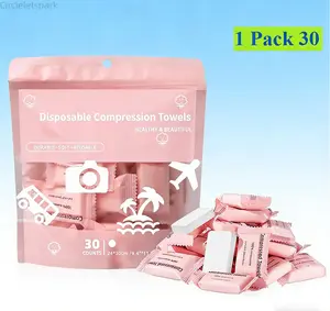 Circleletsbench 2026 NEW 1 Pack 30 Compressed Towels Tablets Disposable Face Towels 9.4"x11.8" Ideal for Travel Camping Hiking Picnics & Gym Workouts