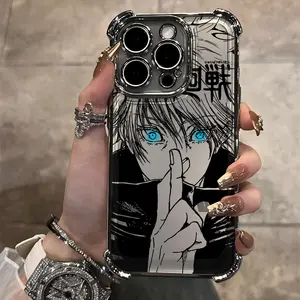 Anime Jujutsus Kaisens Gojo Plating Case for iPhone 17 Air 16 15 14 13 12 11 Pro Max Plus Anti-Fall Airabag Back Cover