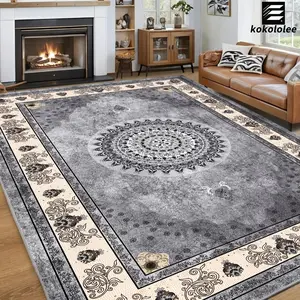 Luxury Bohemian Persian Carpet Non-Slip Machine Washable Soft Retro Suitable for High Traffic Areas Mat for Bedroom Polyester Fiber Persian