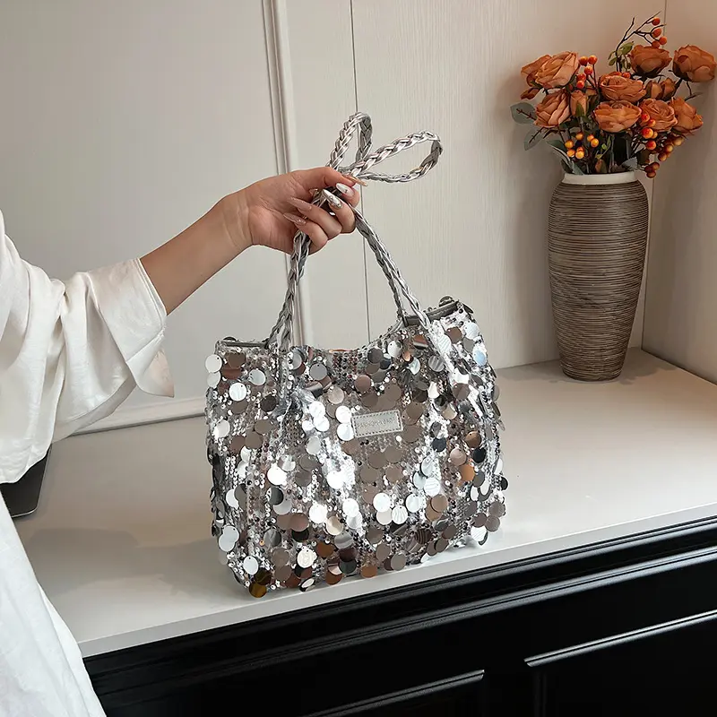 Shoulder Bags for Women, Cute Hobo Tote Handbag Mini Clutch Purse,New women's European and American tassel sequin bag, large capacity tote bag, versatile shoulder bag, handbag，Bags for Women Soft Shoulder Handbag Slouchy Tote Purses