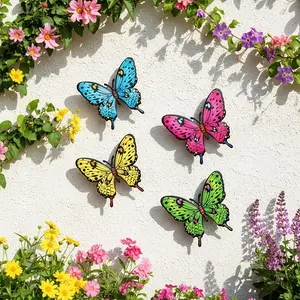4-Piece Metal Butterfly Wall Decor, Outdoor Fence Art, Colorful Garden Wall Decor, Hanging Decoration for Garden, Courtyard, Living Room, Bedroom, Terrace, Balcony