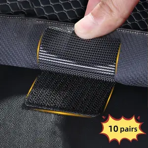 Strong Adhesive Carpet Grips (10 Pairs), High-strength Velcro Tape, Durable Stickers for Secure Car Mats & Home Flooring
