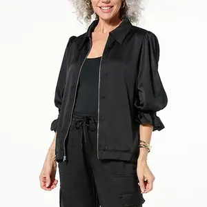Colleen Lopez Balloon Sleeve Zip Front Jacket