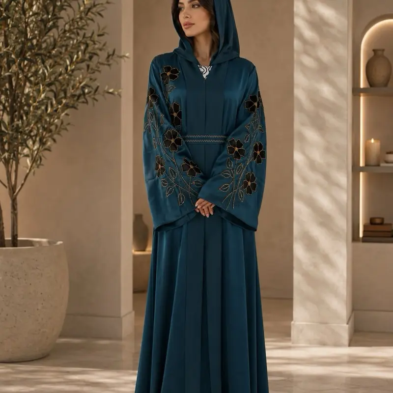 #16 Dubai luxury 1-piece abaya with matching hijab and belt