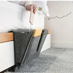 Multi-Purpose Fabric French Country Style Bedside Storage Organizer with Pockets, Opened Caddy for Gadget & Miscellanea Storage, Hanging Basket for Dormitory