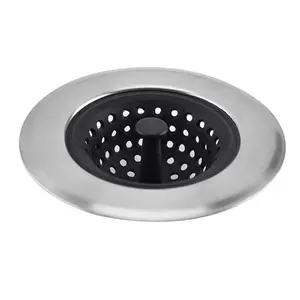 Kitchen Sink Drain Strainer, Stainless Steel Edge Sink Strainer, Silicone Sink Stopper for Kitchen Sink, Kitchen Fixture Accessories