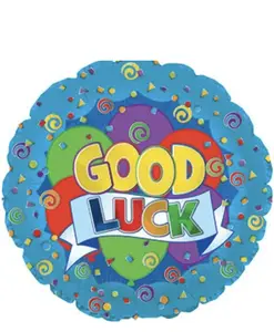 18" Good Luck Blue Balloons & Confetti Helium Foil Balloon (5 Pack) #114285