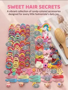 718pcs/Set Girls' Pink Bowknot Hair Clips, Cute Princess Hair Accessories, High Elastic Durable Non-Damaging Hair Ties, Hair Bands, Rabbit Ear Hair Rings, Versatile Duck Clip Barrettes, Suitable For Daily Use, Daily Joy, Hair Accessories Sets