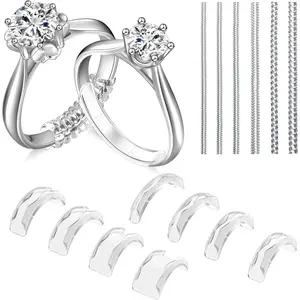 Ring Sizers for Loose Rings, 14 Pack Invisible Ring Size Adjuster Silicone, Ring Guards Spacer Tightener Resizer Fitter for Women Men, Make Ring Smaller Without Resizing Thick Band (Transparent-14PCS)